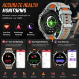 Montre connectée de sport militaire pour hommes AK106 avec batterie 1400mAh, GPS, étanche IP68, appels Bluetooth, écran AMOLED 1,7''