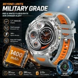 Montre connectée de sport militaire pour hommes AK106 avec batterie 1400mAh, GPS, étanche IP68, appels Bluetooth, écran AMOLED 1,7''